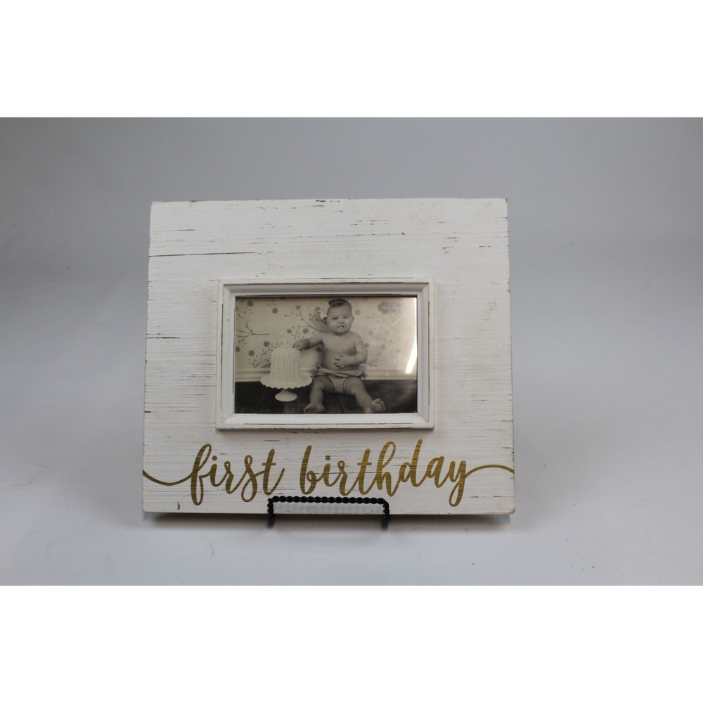 Mud Pie My First Birthday Frame Rustic Wooden Picture Frame 9.5 in. x 11 in.